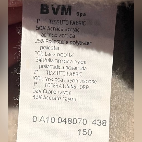 Les Copains Blue Beige Winter Coat Wool Blend Size 42 - Picture 8 of 9